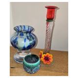 Candle Holder w/Candle, Candlestick Holder & Candle Holder w/Candle, Candlestick Holder &