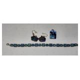 Bracelet, Earrings & Glass Charm Bracelet, Earrings & Glass Charm