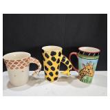 (3) Giraffe Mugs (3) Giraffe Mugs