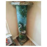 Hand Painted Crane Wooden Column Hand Painted Crane Wooden Column
