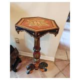 Hand Painted Wood Peacock Side Table Hand Painted Wood Peacock Side Table