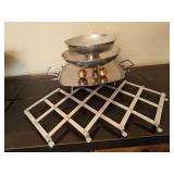 Silver Tone Serving Bowls & Expanding Mat Silver Tone Serving Bowls & Expanding Mat
