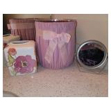 Decorative Trash Can, Tissue Holder and Mirror Decorative Trash Can, Tissue Holder and Mirror