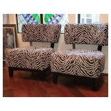 2 Zebra Print Chairs. 2 Zebra Print Chairs.