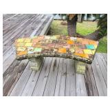 Mosaic Glass Heavy Cement Bench Mosaic Glass Heavy Cement Bench