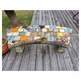 Mosaic Glass Heavy Cement Bench Mosaic Glass Heavy Cement Bench