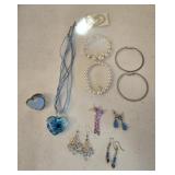 (5) Prs Earrings, Glass Pendant, Brooch, (5) Prs Earrings, Glass Pendant, Brooch,