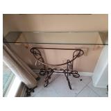 Glass shelf and table base. Glass shelf and table base.