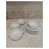 (4) Sur La Table Soup Mugs & Saucers (4) Sur La Table Soup Mugs & Saucers