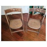 2 Antique Wooden Folding Chairs 2 Antique Wooden Folding Chairs