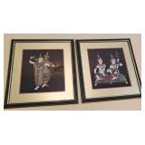 Pair of Vintage Thai Framed Silk Paintings Pair of Vintage Thai Framed Silk Paintings