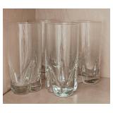 (4) Slump Art Glasses Clear (4) Slump Art Glasses Clear