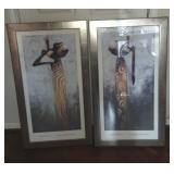 2 Framed African Art Pieces 22" x 39" 2 Framed African Art Pieces 22" x 39"