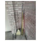 Assorted handled tools. Large sledgehammer. Assorted handled tools. Large sledgehammer.