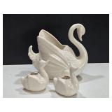 White Porcelain Swan w/Babies Planters White Porcelain Swan w/Babies Planters