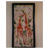 Framed Giraffes Batik Fabric Art Framed Giraffes Batik Fabric Art