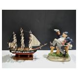 Norman Rockwell Figurine & US Constitution Ship Norman Rockwell Figurine & US Constitution Ship