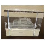 3D Laser Engraved Crystal Block Houston Pilots