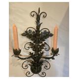 27" Metal Double Candle Sconce