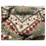 Red and Green Flower Blanket Quilt 68" x 86"
