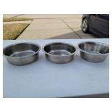 Three metal dog bowls