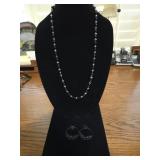 Black & Sivler Stretchy Necklace & Earrings