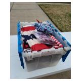 Tub full of 4th of July decorations.