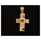 Sterling Silver Multi-Stone Cross Pendant