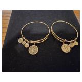 (2) Alex & Ani Hard Initial Charm Bracelets