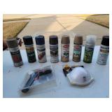 8 partial Cans Spray Paint, Respirator Mask And