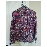 Pearl Snap Embroidered Pink Shirt Med.