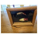 Oak Frame w/2 Vintage Fishing Lures