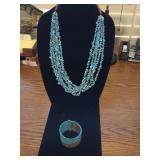 Beautiful 6 Strand Turquoise Nwcklace & Beaded