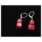 1 Pr Red Coral Earrings