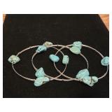 (3) Stackable Silver Turquoise Bracelets
