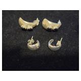 (2) 2 Pairs Silver Earrings