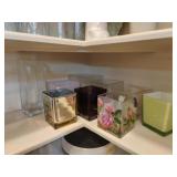 (9) Square Vases of Different Colors and Sizes