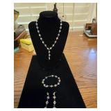 Crystal Beaded Necklace, Bracelet & Earrings