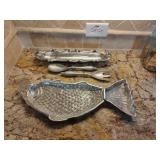 Silver Color Serving Spoon ,Large Fork and