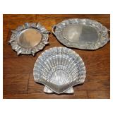 (3) Pewter Seashell Platters