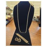 Long Necklace w/Beaded Necklace & Earrings