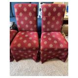 2 Gold & Red Padded Back Chairs 20" x 20" x 37.5"