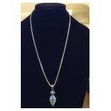 Sterling Silver Chain & Opal Pendant