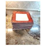 (14) Red Plastic Square Plates
