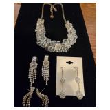 (3) Prs Sparkling Earrings & (1) Necklace