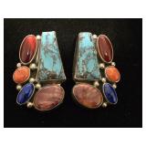 Sterling Silver Multi Stone Earrings