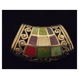 Sterling Silver Inlaid Multi Stone Pendant