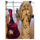 Hand Painted Bell & Angel Figurine