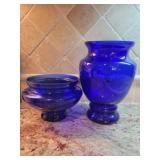(2) Blue Vases