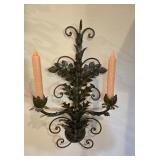 27" Metal Double Candle Sconce